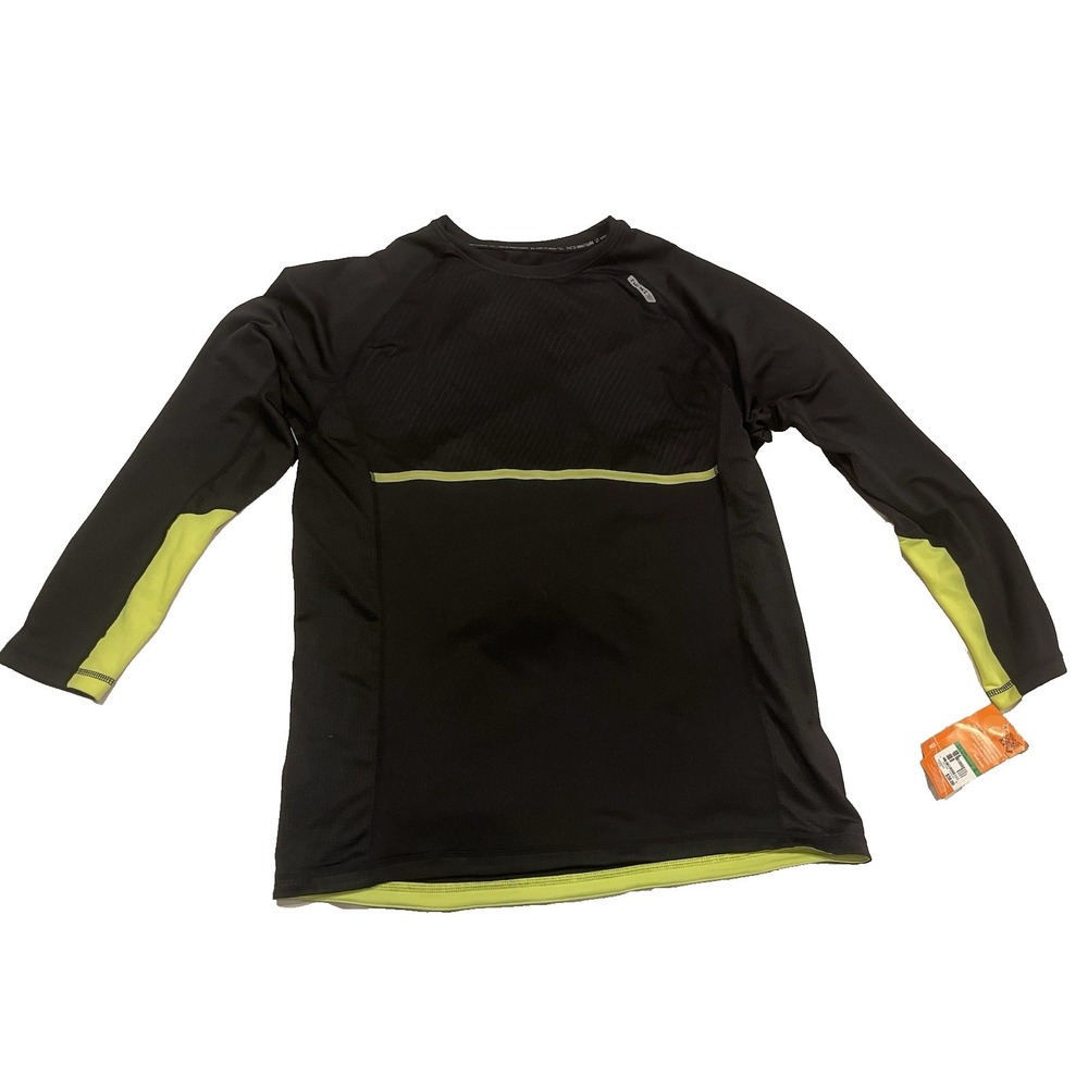 NWT Men's Hind XL Black Yellow Hi-Viz Reflective Logo LS Running Exercise Shirt